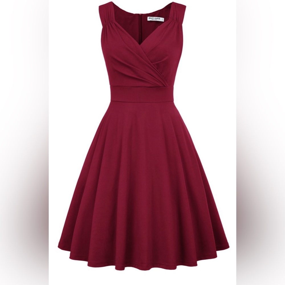 Grace Karin Elegant Strapless Wine Dress